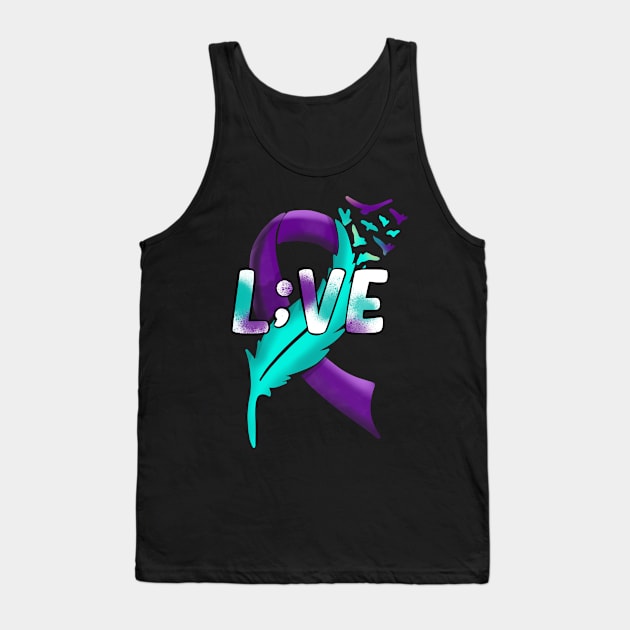 Suicide Awareness Semi-colon Live L;ive Tank Top by Creative Expression By Corine